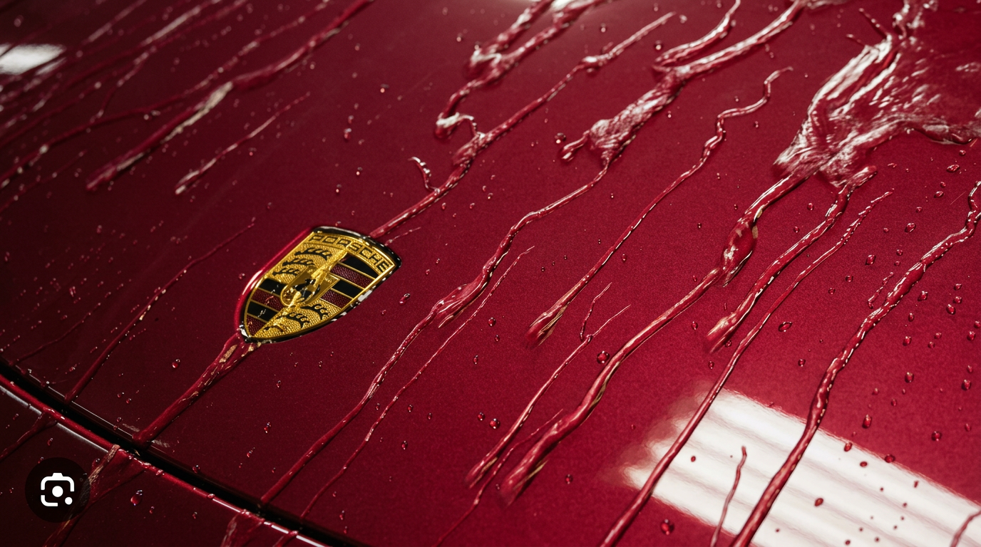 Ceramic coating water beading on luxury car