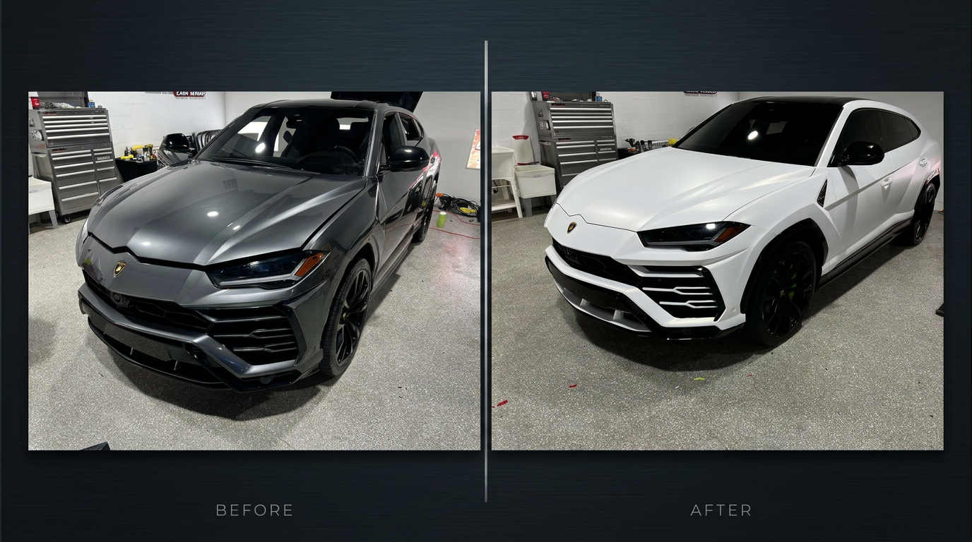 Before and after vinyl wrap transformation